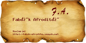 Fabók Afrodité névjegykártya
